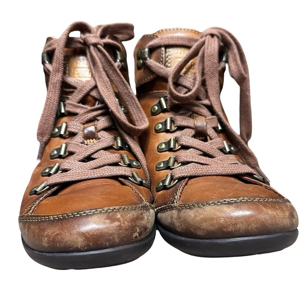 PIKOLINOS Lisboa Brown Leather Lace Up Boots Size 38 EU Moto Combat Comfort - Picture 3 of 8